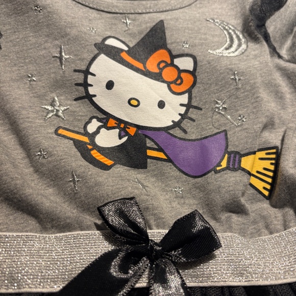 Hello Kitty Flying Witch Halloween Child Tutu Dress with bonus witch hat - Picture 4 of 5